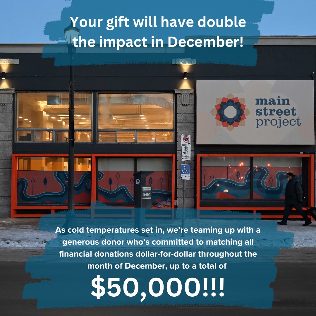Your gift will have double the impact this holiday season thanks to a generous donor who's offered to match all donations made by December 31, up to $50,000!

Make your year-end tax-deductible donation today! 
ow.ly/4Mys50Qc3mX

#MSPBuildingStability #Winnipeg #Manitoba