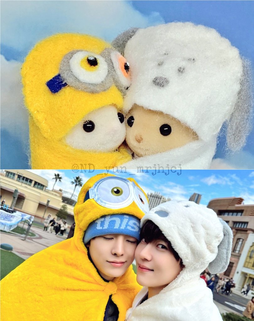 ND_yun_mrjhjcj's tweet photo. にゅちむのみんながUSJで着ていたミニオンとスヌーピーとティムのフード付きポンチョ🪡ちょっと微妙な気もするけど雰囲気だけでも🤗
#NCTNEWTEAM #シオン #リク #ユウシ #デヨン #リョウ #サクヤ
#コスバニア #シルバニア https://t.co/esw6I96Awp