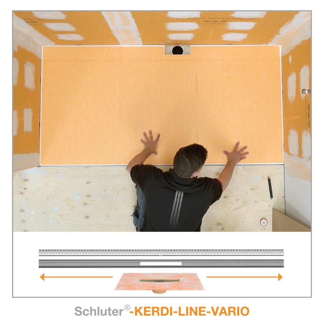 schluterNA's tweet photo. Pesky floor joists in the way? The KERDI-LINE-VARIO grate and channel body can be cut to size on the job site and the flange can be placed wherever needed to meet the drainage outlet. Game-changer!
#tile #tileshower #gowiththeflow #drain #drainage #lineardrain #vario #schluter https://t.co/zdTPzxKrXM