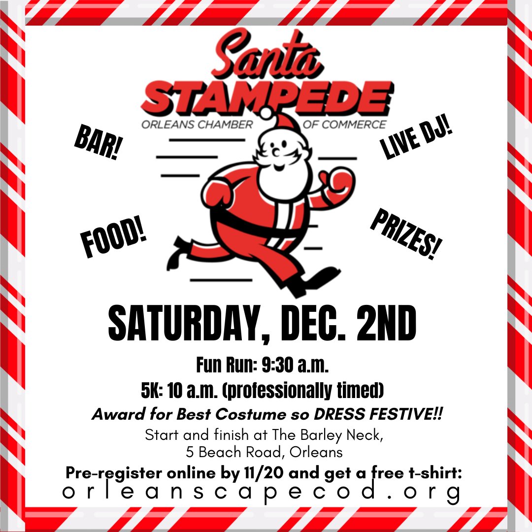 The 10th annual Santa Stampede is happening this Saturday in Orleans and we are so excited to be one of the sponsors again this year! We love watching the community have fun together all year-round. Good luck to all the runners!🎅🏃‍♀️