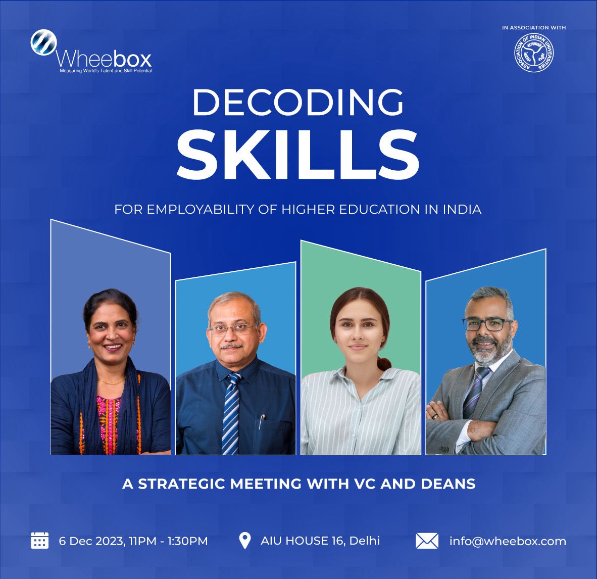 Wheebox (@mywheebox) on Twitter photo We're thrilled to announce the launch of "Decoding Skills" in association with the Association of Indian Universities (<a href="/AIUIndia/">Association of Indian Universities (AIU)</a>) where we bring together Vice-Chancellors & Deans, carefully selected by invite to unravel strategies for boosting employability in higher education. We're thrilled to announce the launch of "Decoding Skills" in association with the Association of Indian Universities (<a href="/AIUIndia/">Association of Indian Universities (AIU)</a>) where we bring together Vice-Chancellors & Deans, carefully selected by invite to unravel strategies for boosting employability in higher education.