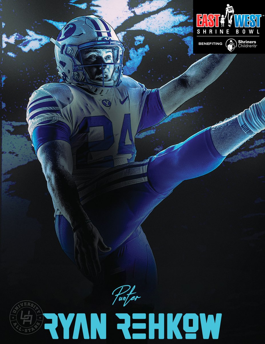 ShrineBowl's tweet photo. #ShrineBowlBound ✅

P Ryan Rehkow (@r_rehkow24) from @BYUfootball has officially accepted his invitation to play in the 2024 East-West @ShrineBowl!

#BYU |#GoCougs | #ShrineBowlWhosNext😎 https://t.co/fEOlFYZmO7