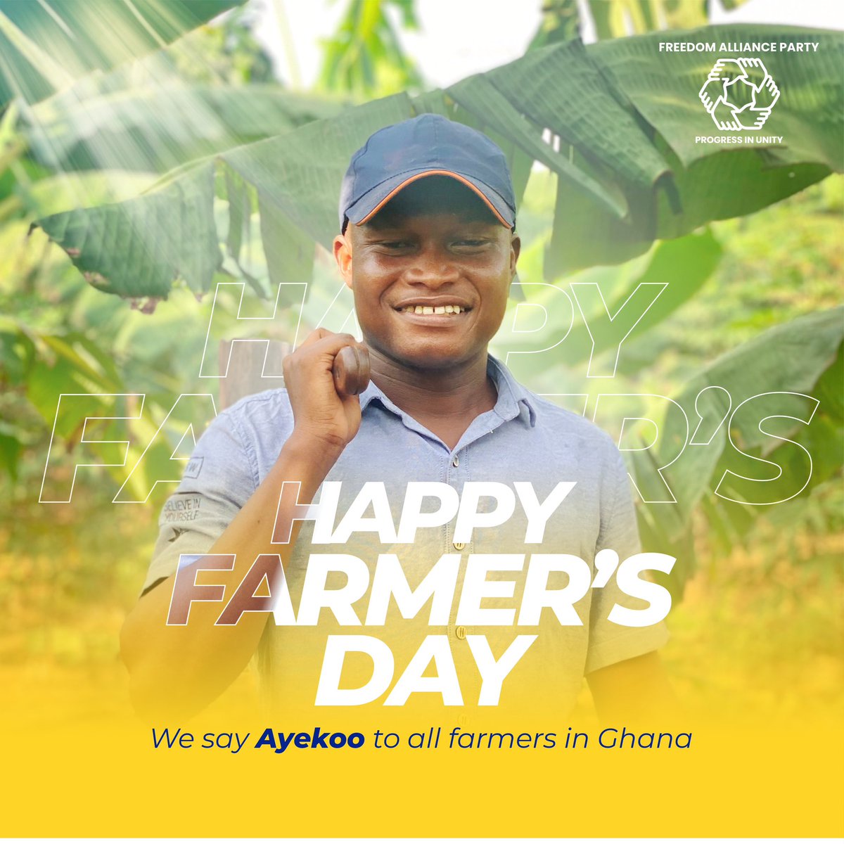 Falliancegh's tweet photo. Our farmers cannot be left out in anything, especially this remarkable day! We appreciate that they are the most reason we all are surviving! Freedom Alliance Party celebrates all farmers today for the good works
AYEKOO TO ALL FARMERS
#Inclusivity
Y3 KURA MU TWITWE🤝🤍💙 https://t.co/vf7fX4GCa2