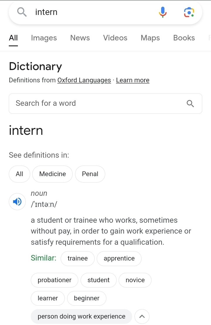 tohire_ng's tweet photo. Dear Nigerian Employers/Recruiters, an INTERN is meant to learn from you because s/he is a novice. STOP requesting years of experience from them. Before you post your next advert for INTERNSHIP, below is the dictionary meaning of an INTERN 👇👇👇 https://t.co/84sruDx5rf