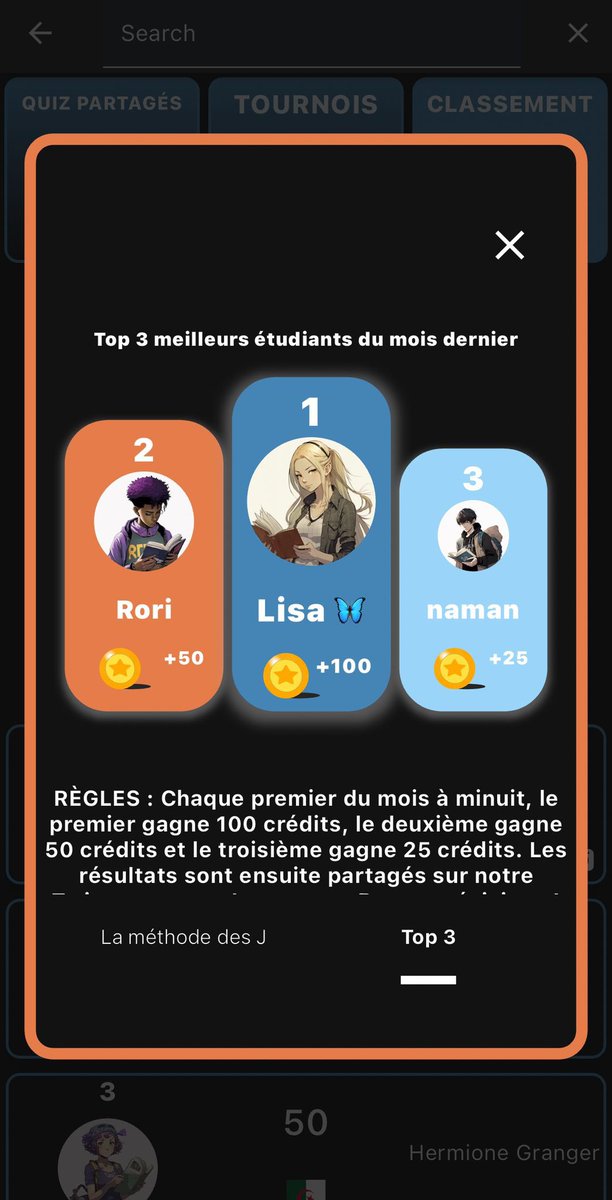 Congratulations to …

Lisa, the best student of October , that’s 100 credits well-earned !🎉🎉
 
Also , hats off to Rori and Naman for winning 50 credits 🥳💙

Well played 🧚

Who’s claiming the crown next month ? 👑