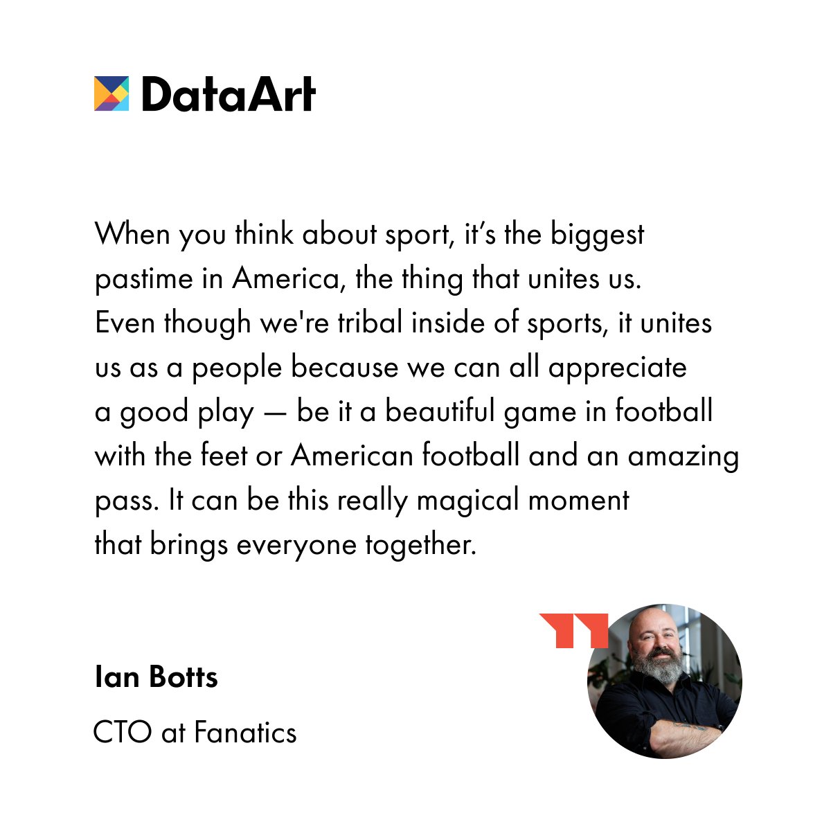 RKBos's tweet image. Ian Botts, CTO at Fanatics, explains the unifying power of #sports and how @Fanatics unites #fans even further, offering an all-inclusive platform for every fan to express their love for the game. Find more insights in our interview: youtube.com/watch?v=UVd9Oy…