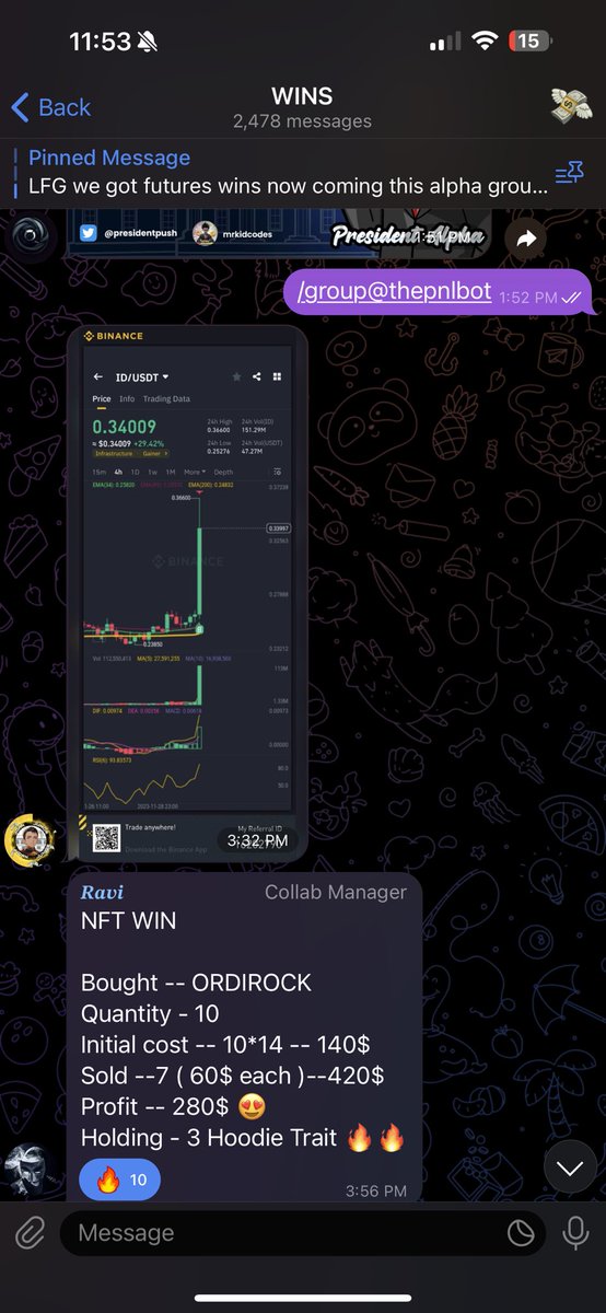 presidentpush's tweet photo. GN 🇮🇲

Many traders still don't understand how the crypto market or stock market works.

In the very beginning, you are fresh, you have money, and you want to buy a coin, a token.
- Which token will you buy?
- How do you know about that token?

This is very important. Many of you still don't understand the power of shilling. Shilling a token or a project is the work of many people. You will buy a token when you see many people talking about that token, when you can find much information about that token, when you see so many people bullish about that token. You think that token will be the banger and will give you great profit. That's the power of shilling.

The first token you bought and the latest token you bought today were shilled by someone!

Here is yesterday’s President Alpha wins!

$BLH - 2x
Stoic Dao NFT - Free Mint -> 0.1 eth 
$OS - 2x
OrdiRock Ordinals NFT - $1000+ profit total
Artinals NFT - $669 profit
$cyberquad - 4x

@OmertaOmertaaaa killing the NFT side of our TG!

Like + RT and farm $portal @Portalcoin below 👇