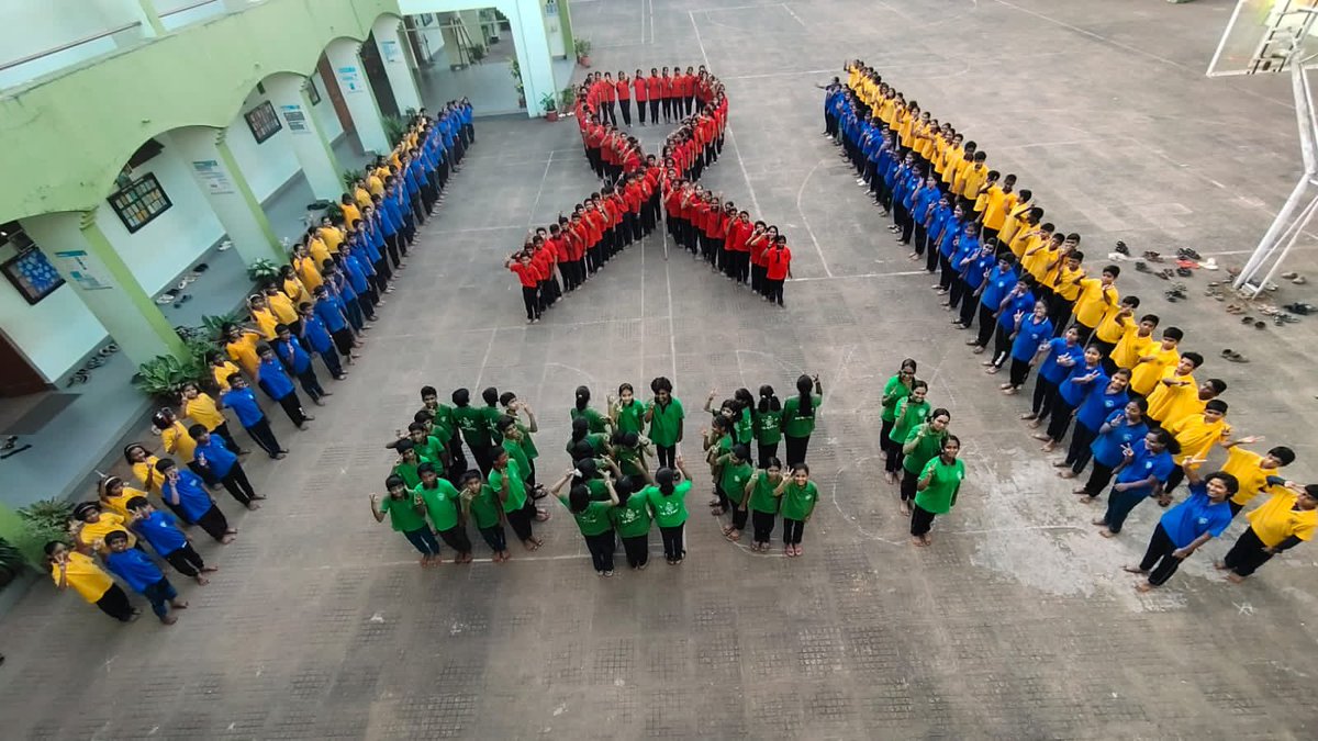 Appreciation to the students and staff of JNV Mahe for their creativity in commemorating World AIDS Day. This awareness is inspiring, beautifully represented through this human ribbon formation.A message of solidarity and education. #WorldAIDSDay @JnvMahe #AwarenessInAction #NV