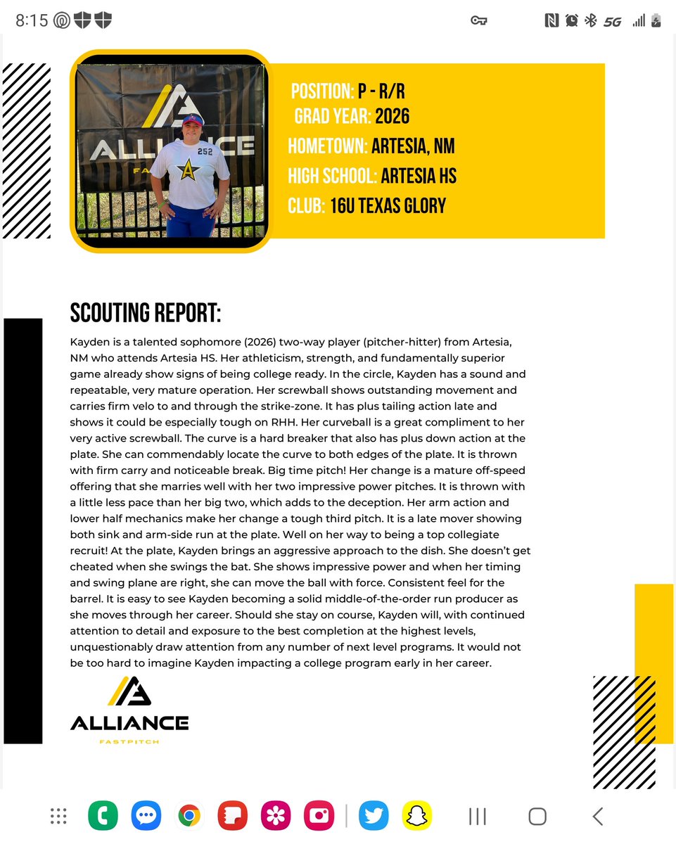 kayden_apodaca's tweet photo. Thanks for the scouting report @thealliancefp !!🥎💪
@texasglory @AolTtusoftball #strivetobebetter https://t.co/o0RUveQQ43