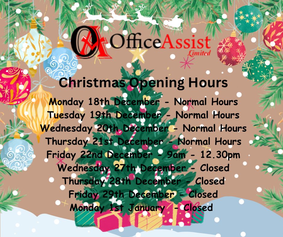 Here are our open hours till Christmas 🎉🎊🎄☃️🎅🏻