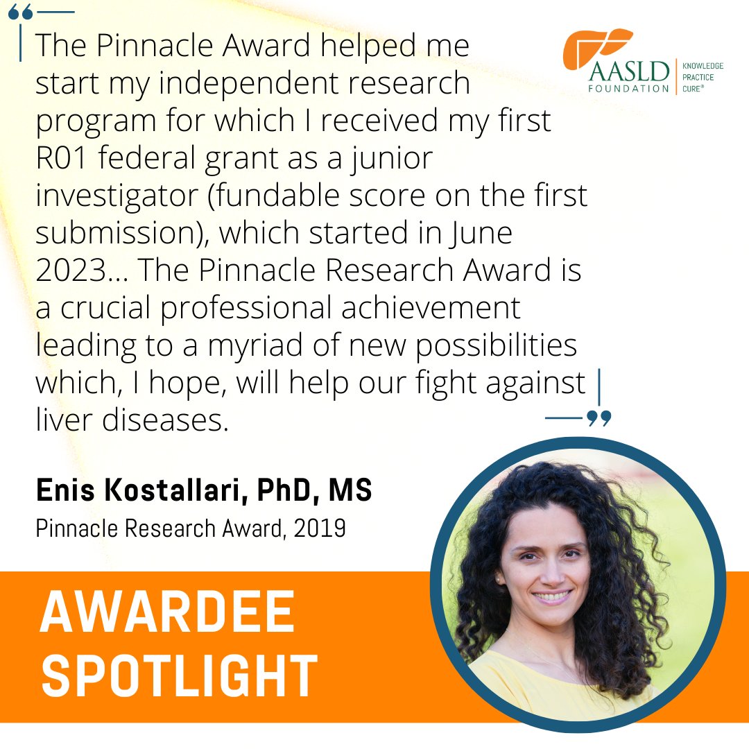 AASLD Foundation Awardee Spotlight: Enis Kostallari, PhD, MS 😎 At the core of our work are the talented researchers and clinicians who work tirelessly to find better treatments and more cures for liver diseases. aasldfoundation.org/awardee-spotli… #LiverTwitter