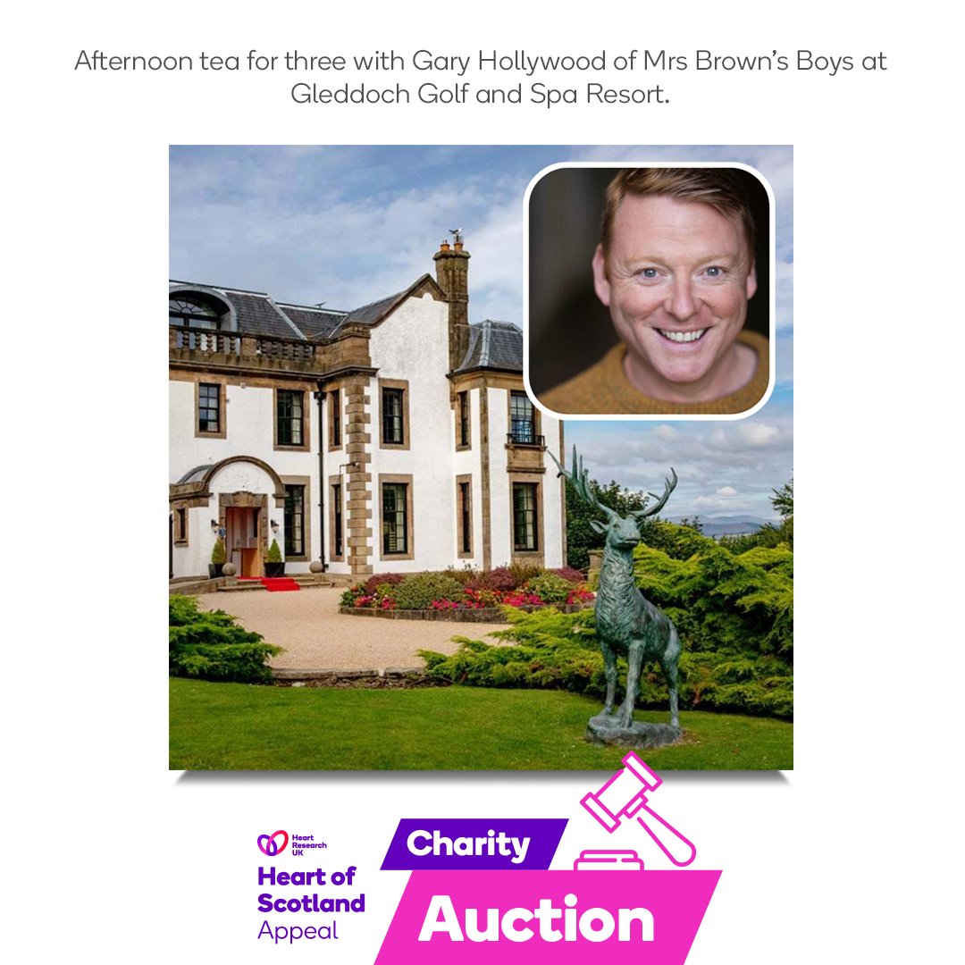 heartresearchuk's tweet photo. #HeartofScotland Auction - Gary Hollywood

Get ready to bid and seize the chance for to get afternoon tea for four with @mrgaryhollywood of Mrs Brown’s Boys at @gleddoch 🤩

You can only bid until 9pm (GMT) on 3rd December, so bid now:https://t.co/eJ7C13IOcb https://t.co/sidAzB5LAy