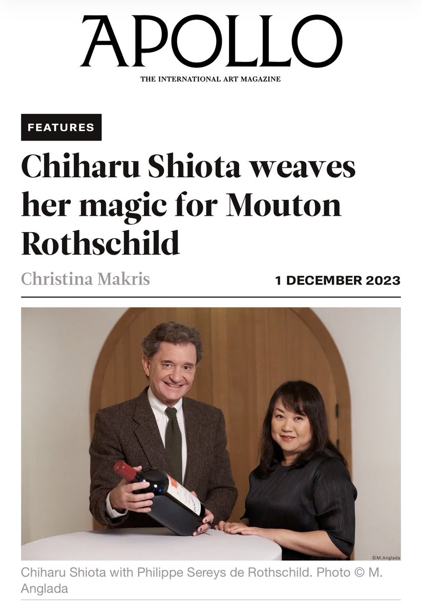 Chiharu Shiota is the Mouton Rothschild artist for the 2021 vintage. My new feature on it now @Apollo_magazine