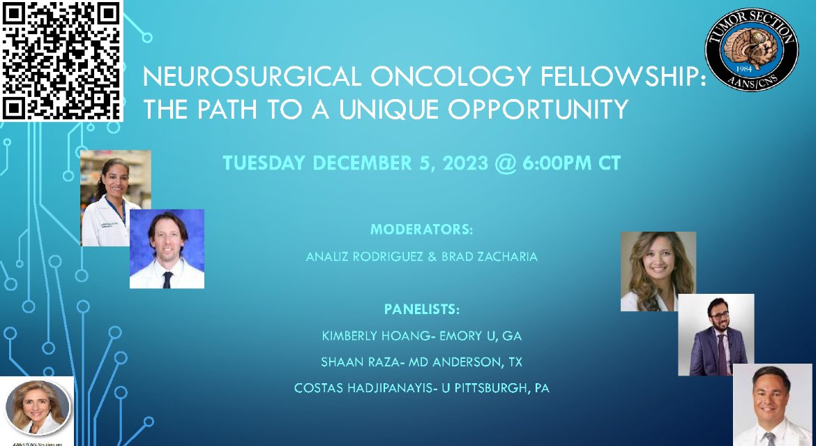 Interested in a neurosurgical oncology fellowship?? Come hear about programs across the country to find the best fit for you! @PittNeurosurg @EmoryNeurosurg @MDAndersonNews @CNS_Update @AANSNeuro @youngneuros @WFNS_YNF