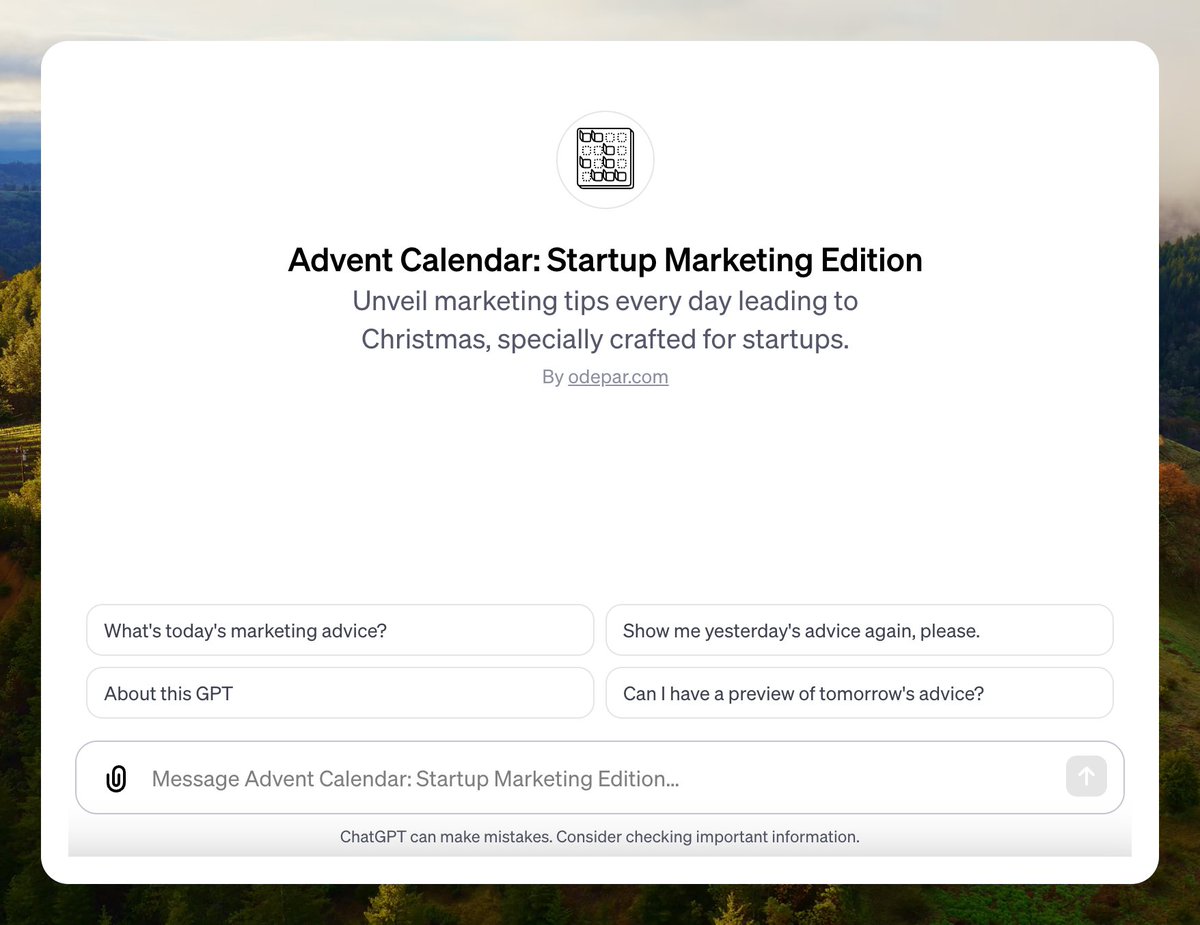 If you too have kids under the age of 10, you know how much they've been looking forward to opening their Advent calendars today.

This gave me the idea to experiment with the recently introduced custom GPTs.

As Sam Altman admitted in the New York Times, GPTs are still pretty