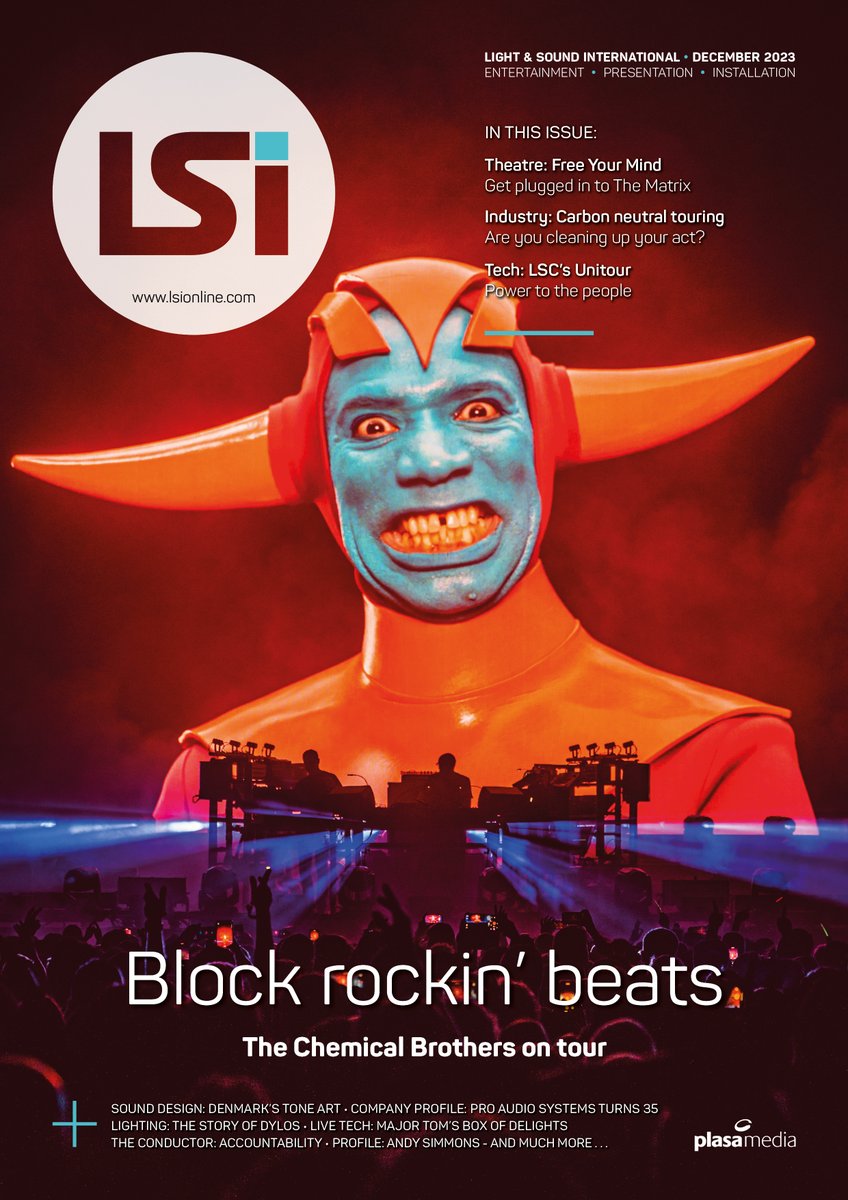 LSi Online (@lsionline) on Twitter photo The November issue is OUT NOW, featuring
<a href="/ChemBros/">The Chemical Brothers</a> at <a href="/fdarena/">first direct bank arena</a> and lots more . . .
Read FREE online: bit.ly/47UUMvO
Including:
🌏 Carbon neutral touring
👩💻 Free Your Mind
🔌 LSC’s Unitour
🎨 <a href="/ControlObsidian/">Obsidian_Control</a>'s DyLOS
📦 Major Tom & Optocore
🔊 <a href="/PASystemsUK/">Pro Audio Systems</a> The November issue is OUT NOW, featuring
<a href="/ChemBros/">The Chemical Brothers</a> at <a href="/fdarena/">first direct bank arena</a> and lots more . . .
Read FREE online: bit.ly/47UUMvO
Including:
🌏 Carbon neutral touring
👩💻 Free Your Mind
🔌 LSC’s Unitour
🎨 <a href="/ControlObsidian/">Obsidian_Control</a>'s DyLOS
📦 Major Tom & Optocore
🔊 <a href="/PASystemsUK/">Pro Audio Systems</a>
