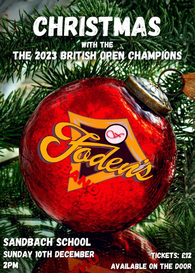 Foden's Band (@fodensband) on Twitter photo looking forward to performing our annual festive concert full of Christmas trimmings, yuletide greats and carols on the 10th December commencing at 2pm.
Entrance is £12 payable on the door
<a href="/iSandbach/">Sandbach News</a> <a href="/SandbachChron/">Sandbach Chronicle</a> <a href="/SandbachScMusic/">Sandbach School Music</a> <a href="/SandbachSchool/">Sandbach School</a> <a href="/SandbachNubNews/">Sandbach Nub News</a> looking forward to performing our annual festive concert full of Christmas trimmings, yuletide greats and carols on the 10th December commencing at 2pm.
Entrance is £12 payable on the door
<a href="/iSandbach/">Sandbach News</a> <a href="/SandbachChron/">Sandbach Chronicle</a> <a href="/SandbachScMusic/">Sandbach School Music</a> <a href="/SandbachSchool/">Sandbach School</a> <a href="/SandbachNubNews/">Sandbach Nub News</a>