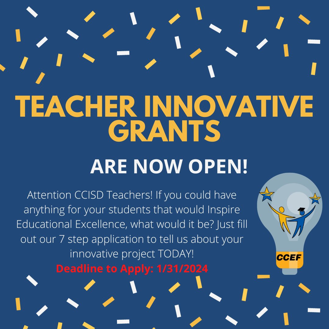 You better not pout, you better not cry, you better sign-up, I'm telling you why…Teacher Innovative Grants are now OPEN! For more information, visit:
clearcreekeducationfoundation.org/.../tig/
