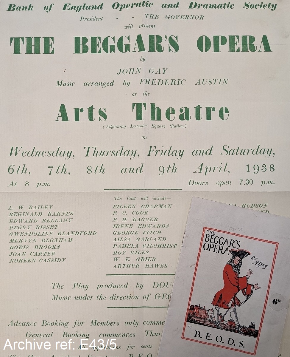 boemuseum's tweet photo. Looking for a new hobby? Staff at the Bank of England have formed all sorts of societies related to their hobbies. One of the oldest is the Bank of England Operatic, Dramatic and Orchestral Society 🎭 #EYAHobbies #BoEArchive https://t.co/ISflmV6KcJ