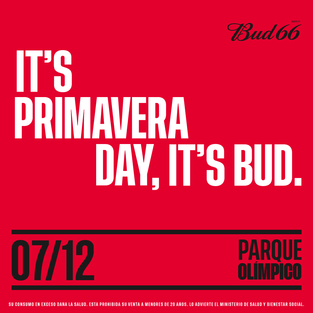 It’s Primavera Day, It’s Bud 🍻
Un festival que no te podés perder.
Por eso…

Regalamos 2 pares de entradas 🤟🏼💥🍻

Hacé RT y respondé a cuál artista querés ver para participar 😎

Anunciamos ganadores el 05/12
