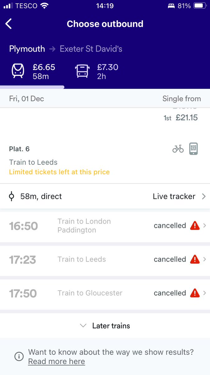 emilyball0110's tweet photo. @GWRHelp hi hoping you can help. I am meant to be catching the 1650 from Plymouth to Exeter but it’s been cancelled along with the 2 after. Do you know the reason for this? Will the later ones still run? Thanks https://t.co/e85i8ZZAh1