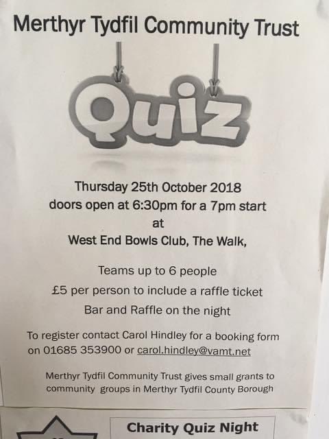 WestBowls's tweet photo. Recently West End were happy to host a fundraising Quiz for Merthyr Tydfil Community Trust.
A great night was had by all👍🏻
Fantastic job by quiz masters Paul Thomas & Clive Lewis
Well done to the winners and all who took part to raise money for a good cause 👍🏻
#mwecommunity https://t.co/VMKwdJuN1k