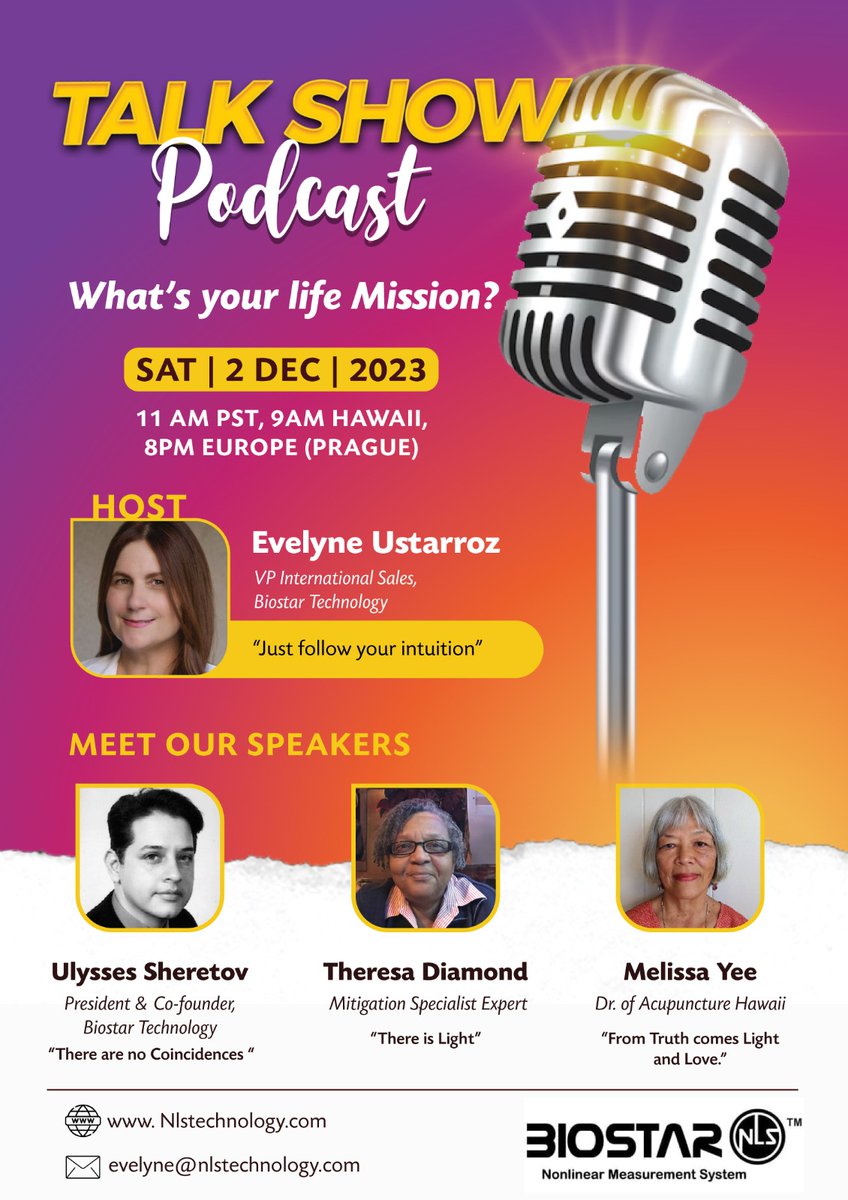 nlstechnology's tweet photo. Tune in on Dec 2, 2023, at 11 AM PST for our talk show discussing 'What's Your Life Mission?' Join the global conversation online – 9 AM Hawaii, 8 PM Prague. Your purpose awaits! 

#talkshow #podcast #jointheglobalconversation #webinar #onlinetalkshow #lifemission #latergram https://t.co/wi8niCot8C