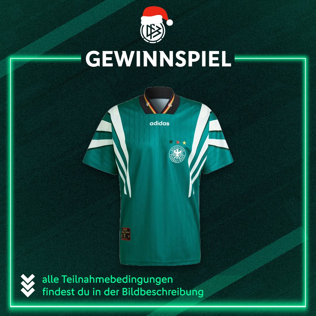 DFB_eSports's tweet image. 🇩🇪 TÜRCHEN 1 🇩🇪
Hinter unserem 1. Türchen verbirgt sich:
2x1 DFB 1996 AUSWÄRTSTRIKOT
Wie kannst du teilnehmen?
❤️ Like den Post
🔁 Retweete den Post
💬 Markiere eine Person in den Kommentaren
🤝 Folge @DFB_eFootball 
Der Teilnahmeschluss ist am 07.12.2023 um 23.59 Uhr.
Die…