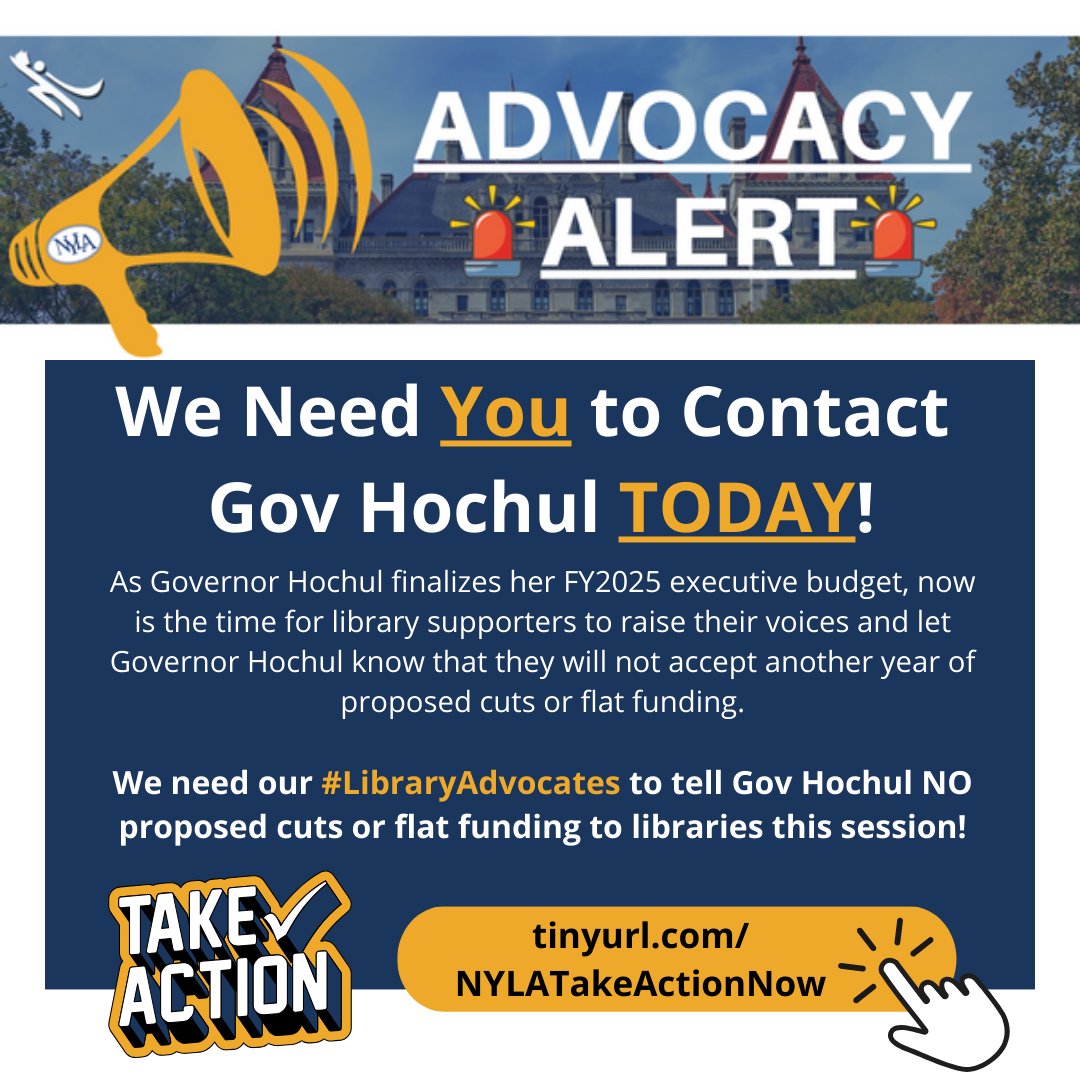 The 2024 Budget Cycle is Fast Approaching and we need YOU to Tell Governor Hochul to Increase State Aid for Libraries 🙌 Take ACTION today: oneclickpolitics.global.ssl.fastly.net/messages/edit?…