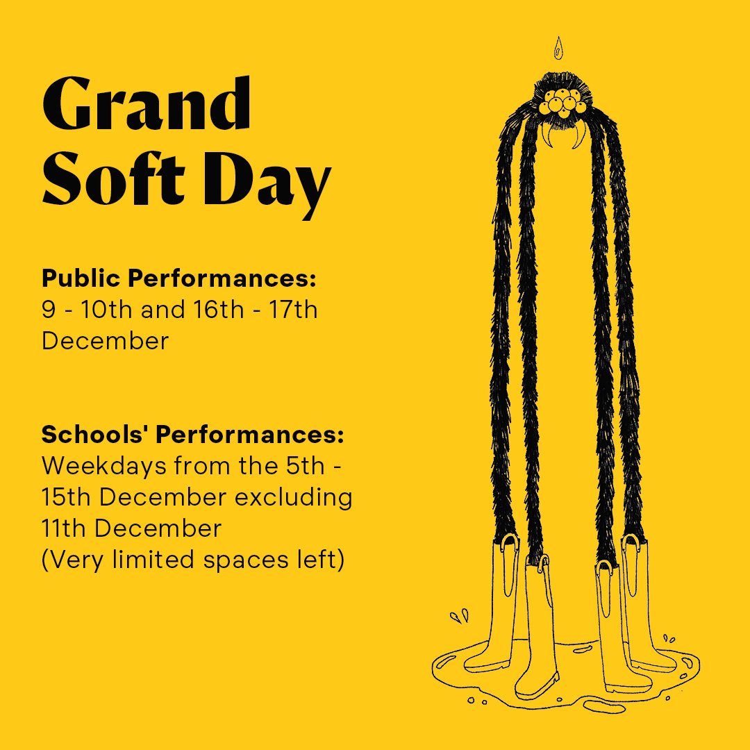 We cannot wait for next week when we kick off our Winter run of Grand Soft Day! Tickets are flying out the door so buy yours before they're gone.

Public Performances : eventbrite.ie/e/grand-soft-d… 
9 - 10th and 16th - 17th December
O'Donoghue Theatre, University of Galway