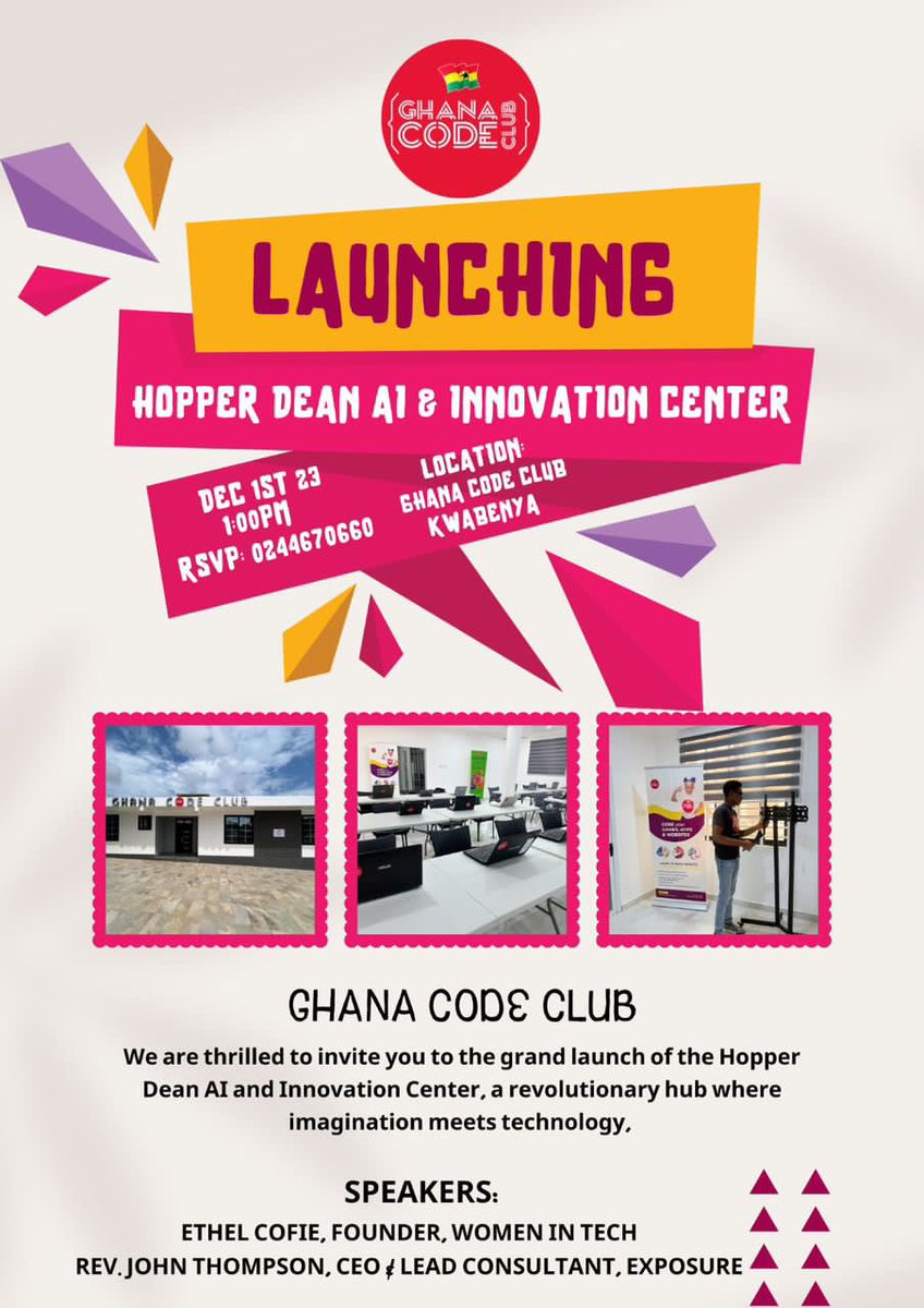 AkwasiUtd's tweet photo. Excited about CyberSecurity? The New Hopper DEan AI Center is your one-stop destination for immersive learning experiences in Kwabena, Ashongman Estates! Stay Ahead, Stay Secure and learn from the best tutors around...
#Ghanacodeclub https://t.co/DZka0x8RHZ