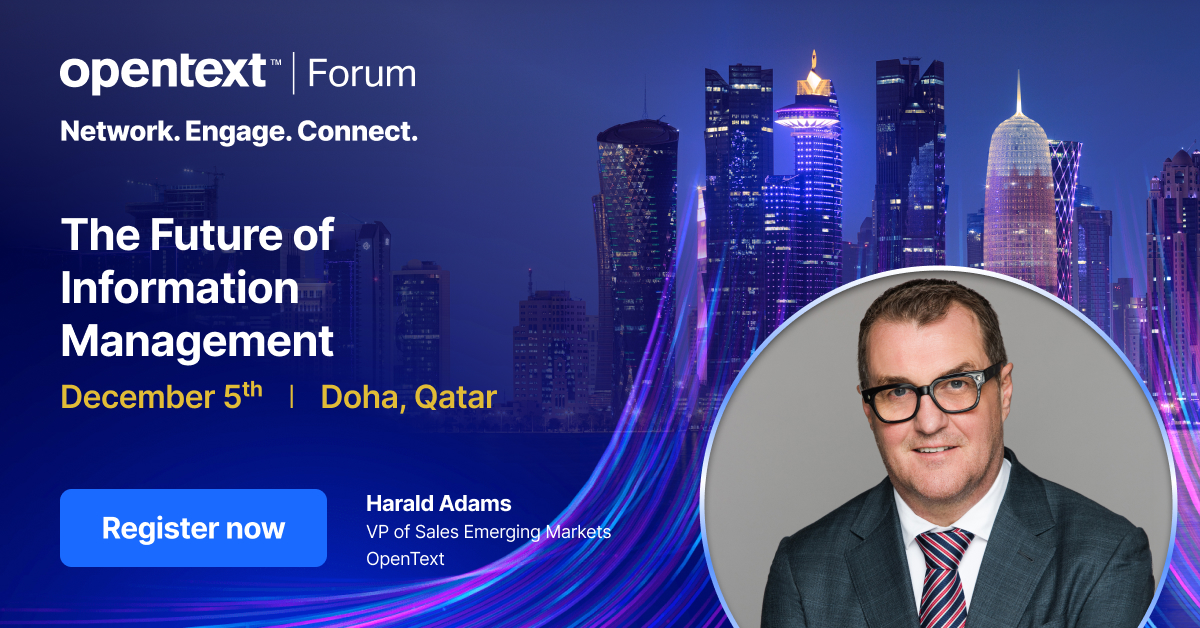 WaldeckCAnn's tweet image. Harald Adams invites you to join the captivating exploration at @OpenText Forum Qatar! 

Learn how opentext.ai and OpenText Aviator are shaping the future of business growth and more!

Register now: ow.ly/E6QA50QabTk

#OpenTextForumQatar #Aviator #OpenText