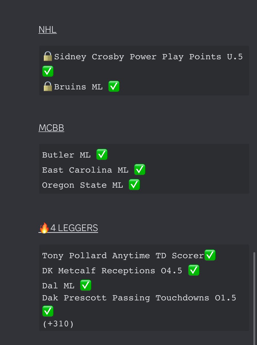 GoToStateFarm's tweet image. Overall, not a bad day👀 looking for the play FOR FREE? Join the discord discord.gg/NdHXXn3p8M. Limited free spots available 

#NFL #NHL #NBA #cmbb #sportsbets #fyp #money #vagas #profit #SpotifyWrapped #FreeBetFriday #freeplay #discord #streamer #nsfw #free #f4f #l4l #betting