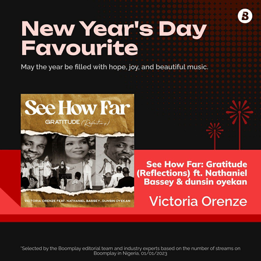 BoomplayNigeria's tweet photo. From the first day of the year to different times of the day and thrilling events, we had some jams accompanying us.
These are the favourite songs for some special moments of the year!🧵
#NewYearsDayFavourite
@victoriaorenze - #SeeHowFar
#BoomplayRecapNG2023 #BoomplayRecap2023 https://t.co/jbzxipC1JS