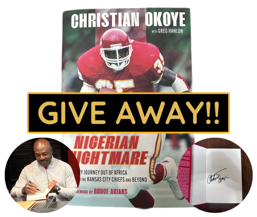 📚 GIVE AWAY TIME! 📚

Giving away a signed copy of Christian Okoye’s book!

Give away rules:

— Follow @farzin21 
— Repost/like this post

Winner must be in the US. Winner will be randomly selected and announced on Friday, December 15th at 8 pm CT!