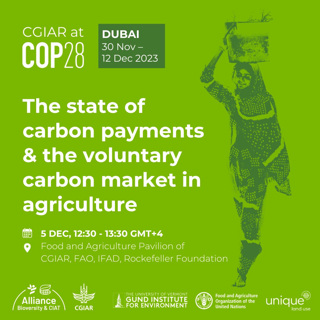 💪How can the voluntary #CarbonMarket strengthen #Finance for #agriculture transitions?
🔗How can #Article6.4 arrangements &amp; the #VCM be better linked?

🌍Join us at #COP28 to find out!
🗓️Tues, Dec 5 @ 12:30 GMT+4
👀Watch youtube.com/live/EnCPz3OaC…

#FoodAgPavilion #AgriFoodPavilion