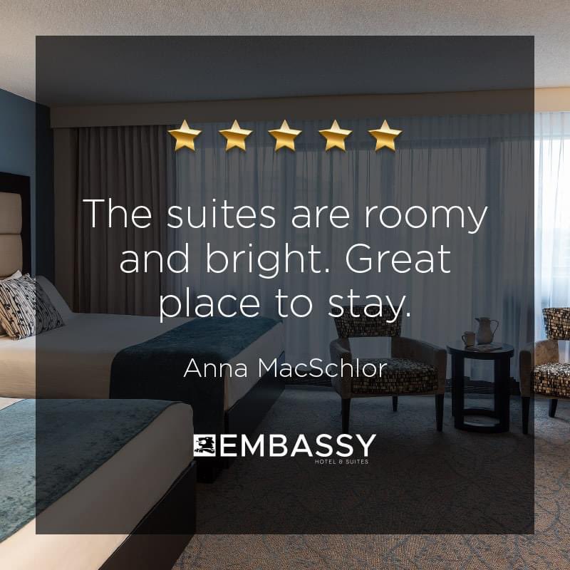 Thank you to everyone who's taken the time to review their experience with us. We're fully redesigned with your lifestyle in mind! Contact us to reserve your stay. #MyOttawa
💻: ottawaembassy.com
📞: 613-237-2111
📧: reservations@ottawaembassy.com
