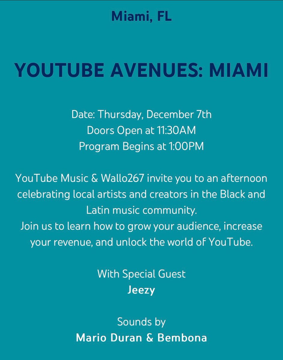 SAMSaysMiami's tweet photo. #ArtBaselSam #YouTubeAvenues #MIA #Dec7 #YouTubeMusic #Wallo627 w/ special guest #Jeezy #ArtBaselMiami https://t.co/SlsrJ9OFbl