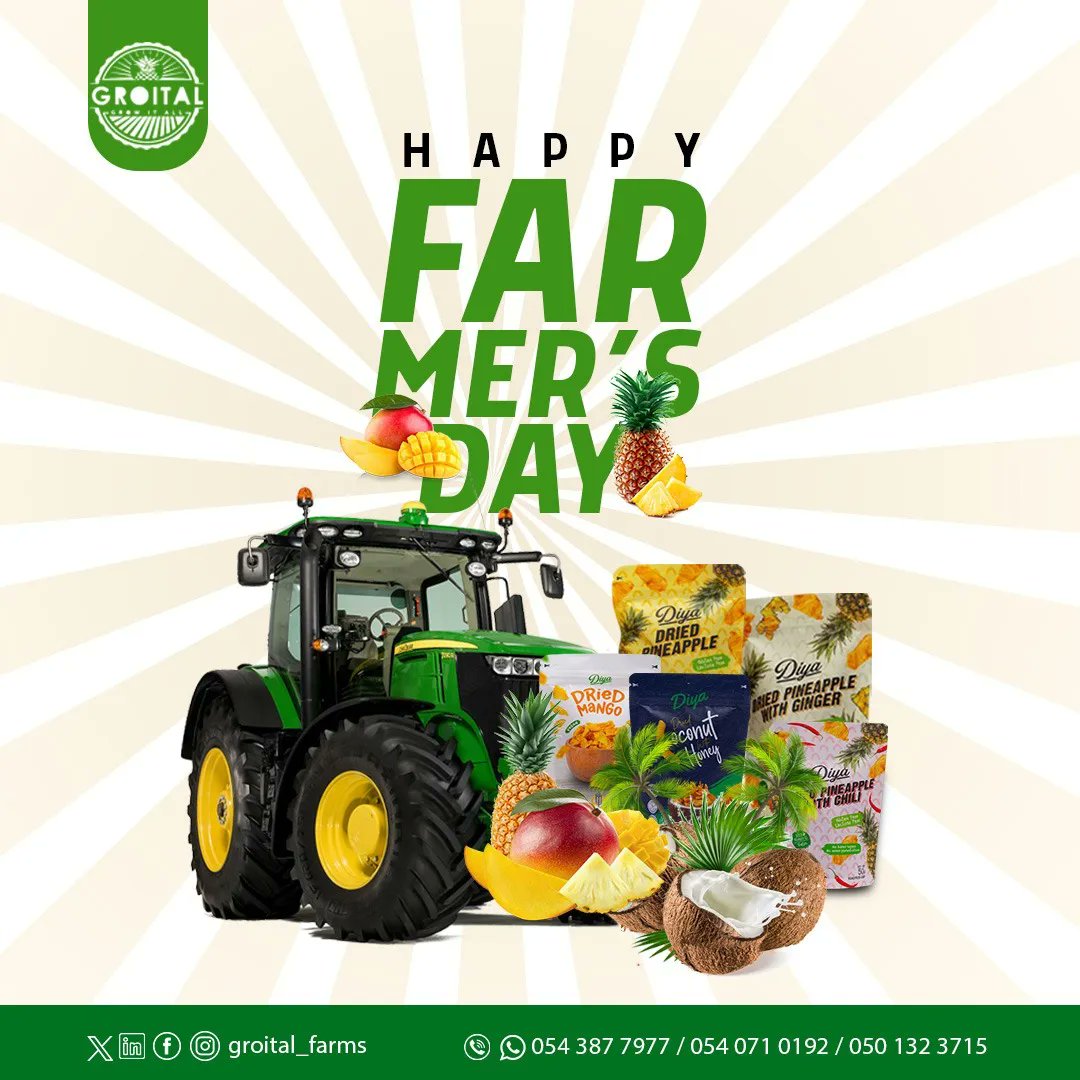 jadelstudios's tweet photo. Today is Farmer's Day in Ghana! We're so grateful to the hardworking
farmers who allow us to enjoy delicious dried fruit snacks.
#FarmersDay #Grateful

Graphics and Photography done by US Jadel Digital Technologies to Groital Company Ltd

Afronita Abena MoG https://t.co/XkhR7NCE9Y