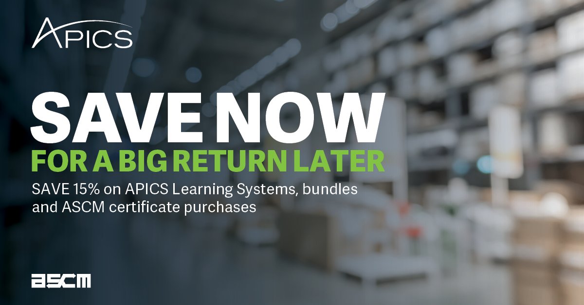 ascm_hq's tweet image. Final hours to save 15% on all APICS certifications and certificate programs with code CYBER2023. Purchase today and give your career a boost! bit.ly/3sO5sxC #apics #supplychainmanagement