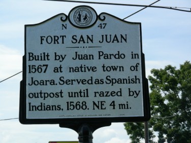 North Carolina Highway Historical Markers (@nc_markers) on Twitter photo #OnThisDay in 1566, Juan Pardo led Spanish explorers on expedition from Santa Elena (SC) to explore the region and claim land for Spain.  They built Fort San Juan in what is now Morganton--the earliest known European settlement in the interior of the US. ncmarkers.com/Markers.aspx?M… #OnThisDay in 1566, Juan Pardo led Spanish explorers on expedition from Santa Elena (SC) to explore the region and claim land for Spain.  They built Fort San Juan in what is now Morganton--the earliest known European settlement in the interior of the US. ncmarkers.com/Markers.aspx?M…