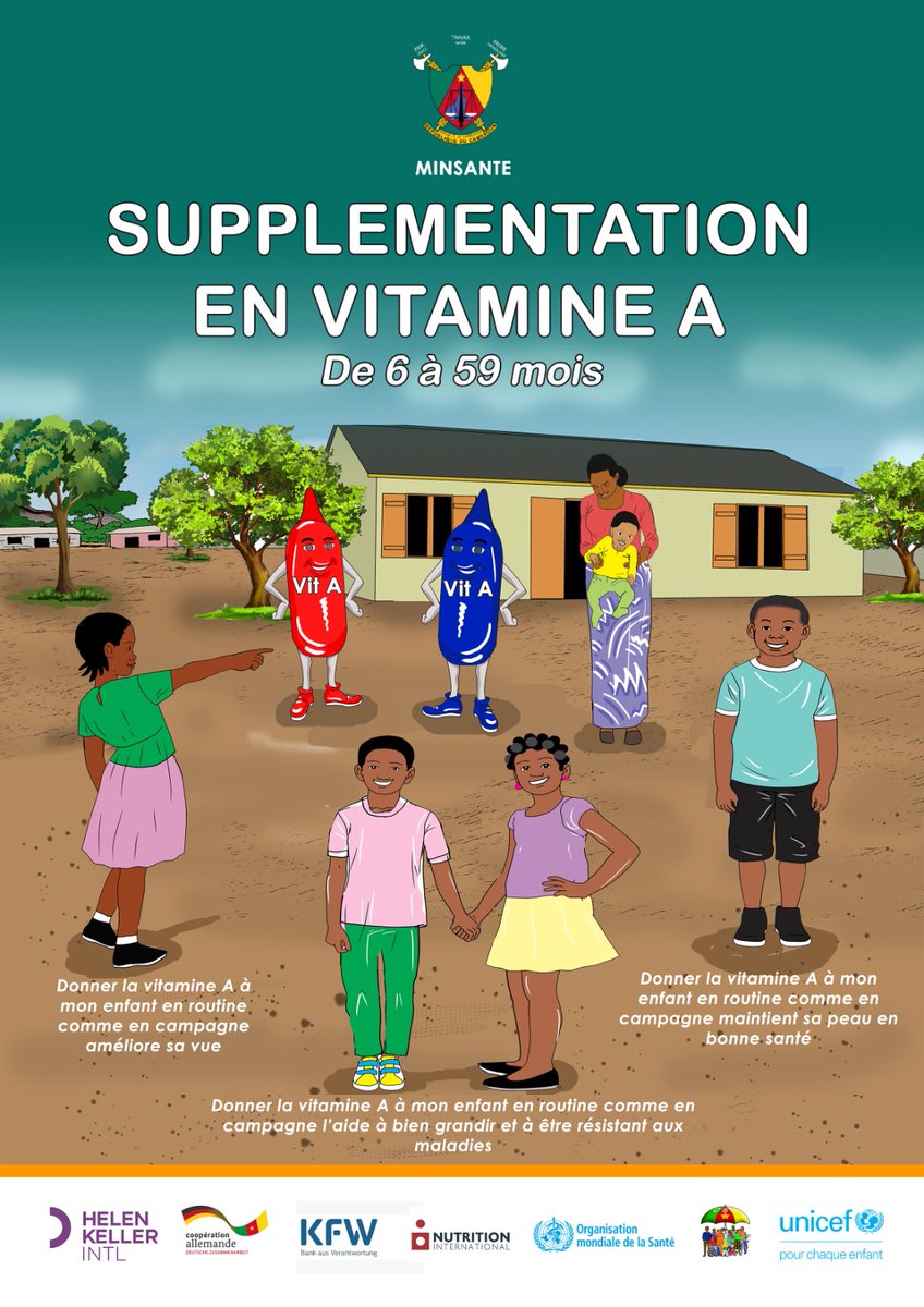 matango_club's tweet photo. La #SASNIM, Semaine d'Action de Santé et Nutrition Infantile et Maternelle les 8, 9 et 10 décembre. La vitamine A sera distribuée gratuitement aux enfants de 6 à 59 mois.
#SASNIMDEC2023
@HelenKellerIntl
@HelenKellerCameroon https://t.co/ZIKFF60rRW