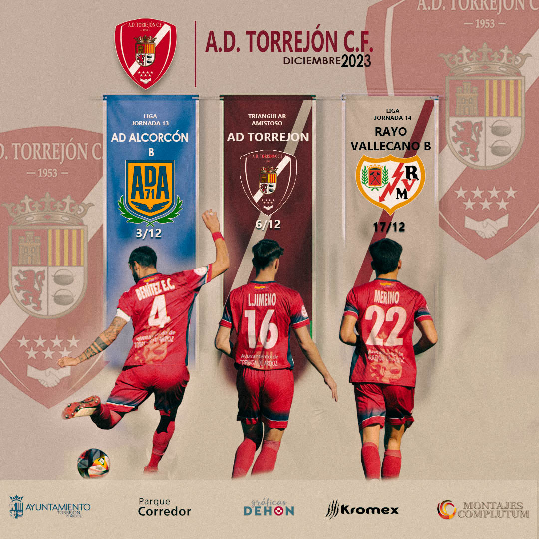 AdTorrejoncf's tweet photo. 🗓️PARTIDOS DEL PRIMER EQUIPO🗓️
#montajescomplutum #70aniversarioADT https://t.co/BUf3ipH4Km