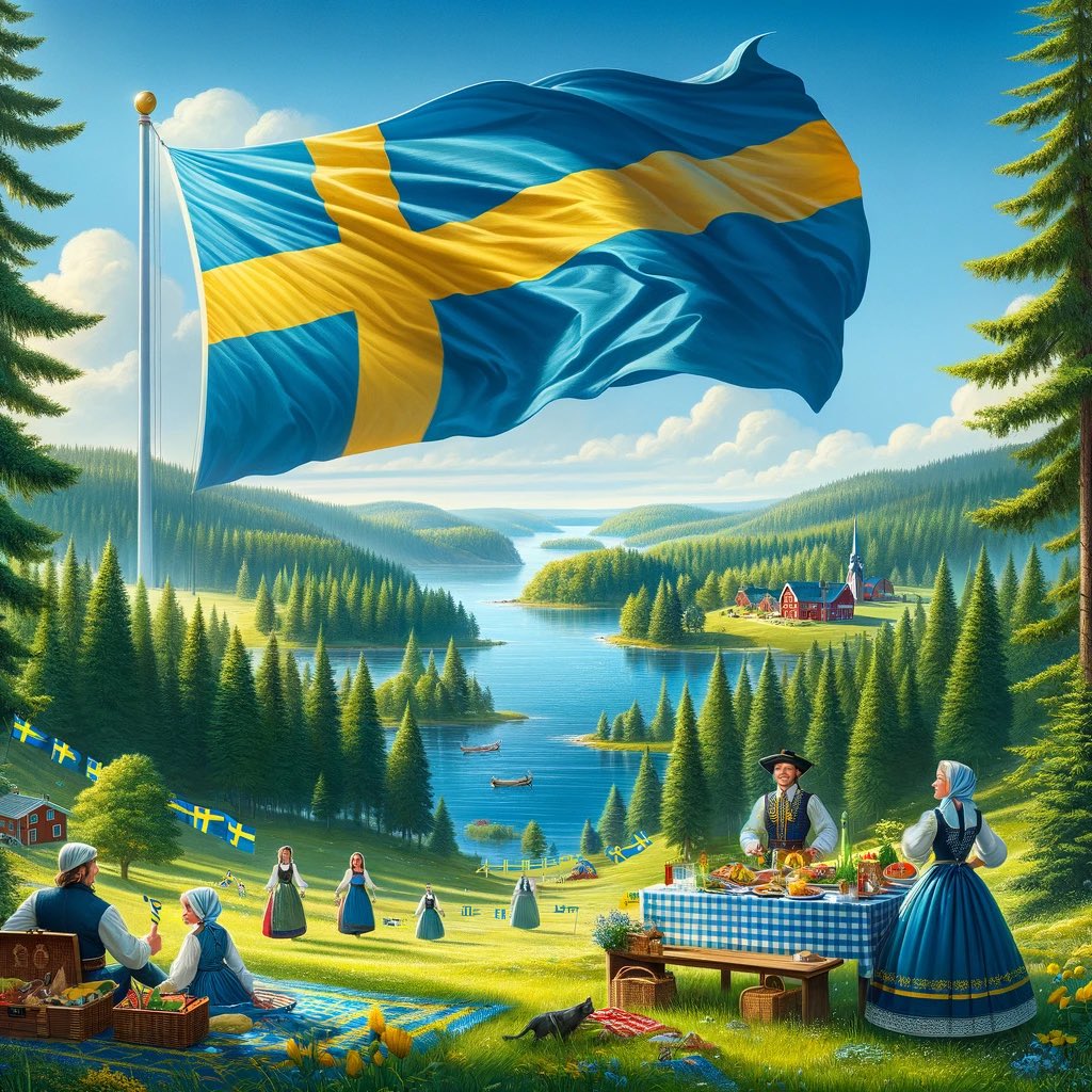 Jag bad ChatGPT göra en patrotisk svensk bild. För varje hundrade like kommer jag be den göra den ännu mer patriotisk.