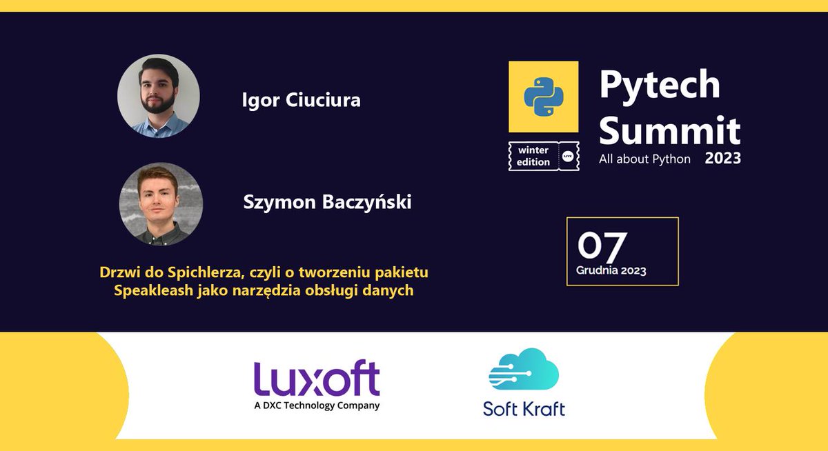 Speak_Leash's tweet photo. 🚀W ten czwartek na Pytech Summit (https://t.co/Tz9QFcKEQb) będziecie mieli przyjemność posłuchać reprezentacji zespołu Spichlerz, w składzie Szymon Baczyński i Igor Ciuciura. 🎙️Konferencja odbywa się online. Zarezerwuj bilet już dziś! 🎟️

#Speakleash #nlp #datasets #PytechSummit https://t.co/i6Z1gEdi6t