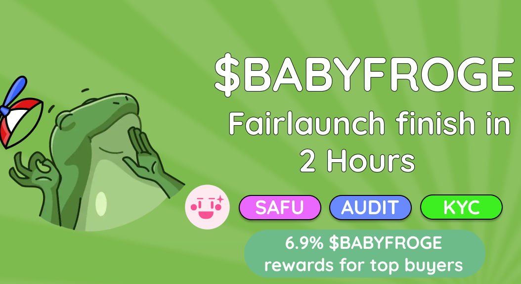 FROGEBABYETH's tweet photo. We finish our presale in 2 hours !!!TIK TOCK mfs🐸🐸

There are many BABYFROGES were born after we listed with our Fairlaunch, however they are unsafe. But we are SAFE! 

🐸KYC
🐸Audit
🐸SAFU
🐸Tax 1/1
🐸Huge Marketing 
🐸Fast CMC &amp; CG

Max Buy: 0.5 ETH 

https://t.co/uzOMzPplNq https://t.co/lOobeZR5mW