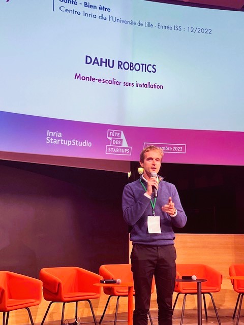 Inria_Lille's tweet photo. Une belle édition de la Fête des Startups d'@InriaStartup Studio !  Les porteurs de projet et startups lilloises #SmartAudioTools,  #Optiwise, #Nijta et #DahuRobotics étaient présents pour pitcher devant un  public venu pour les encourager dans leur aventure entrepreneuriale !👏 https://t.co/XpWHQWpOVz