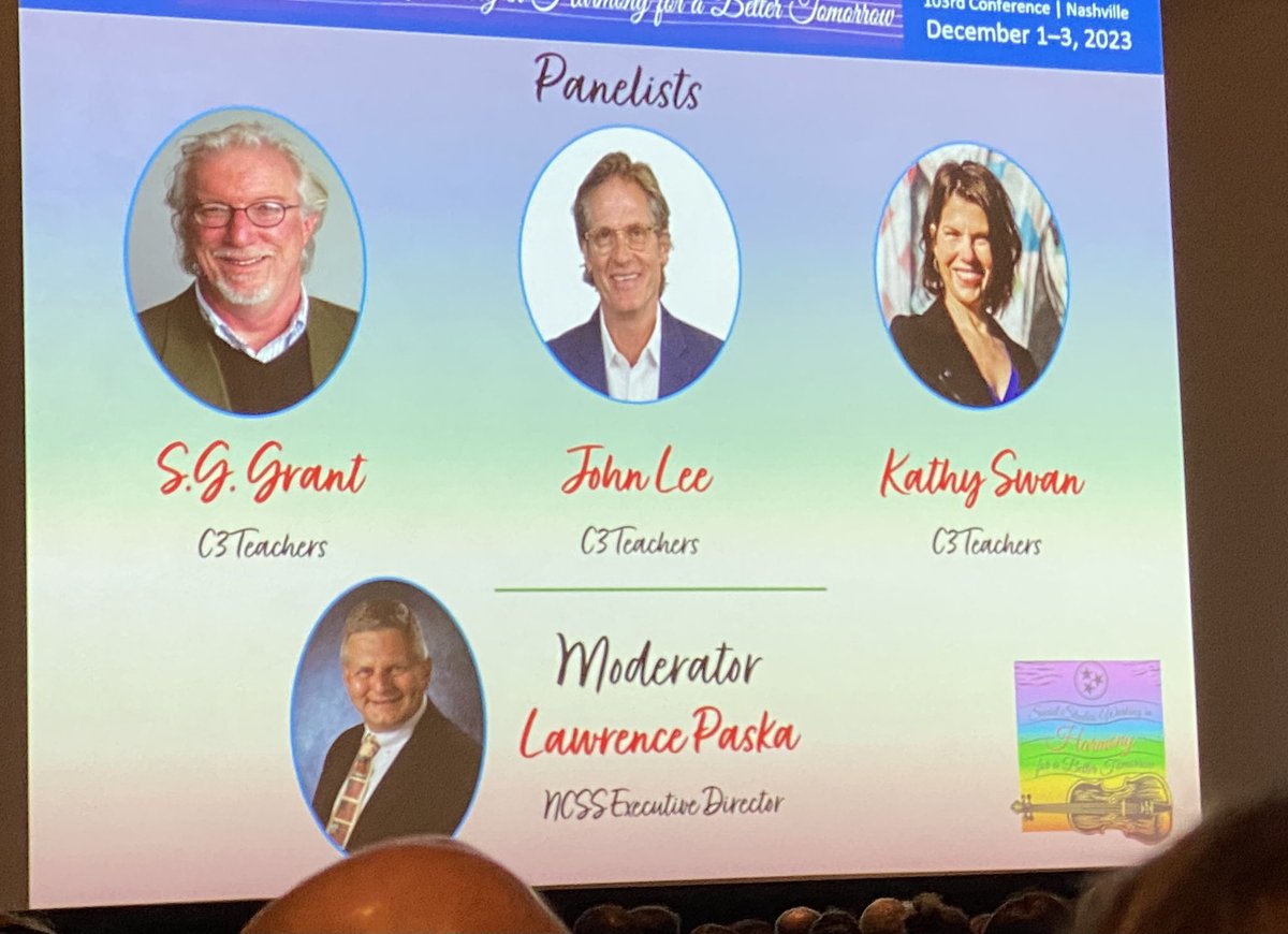 Excited to be at NCSS this week in Nashville! The focus of this morning's keynote is 10 years of the C3 Framework--what's happening with inquiry across the country.