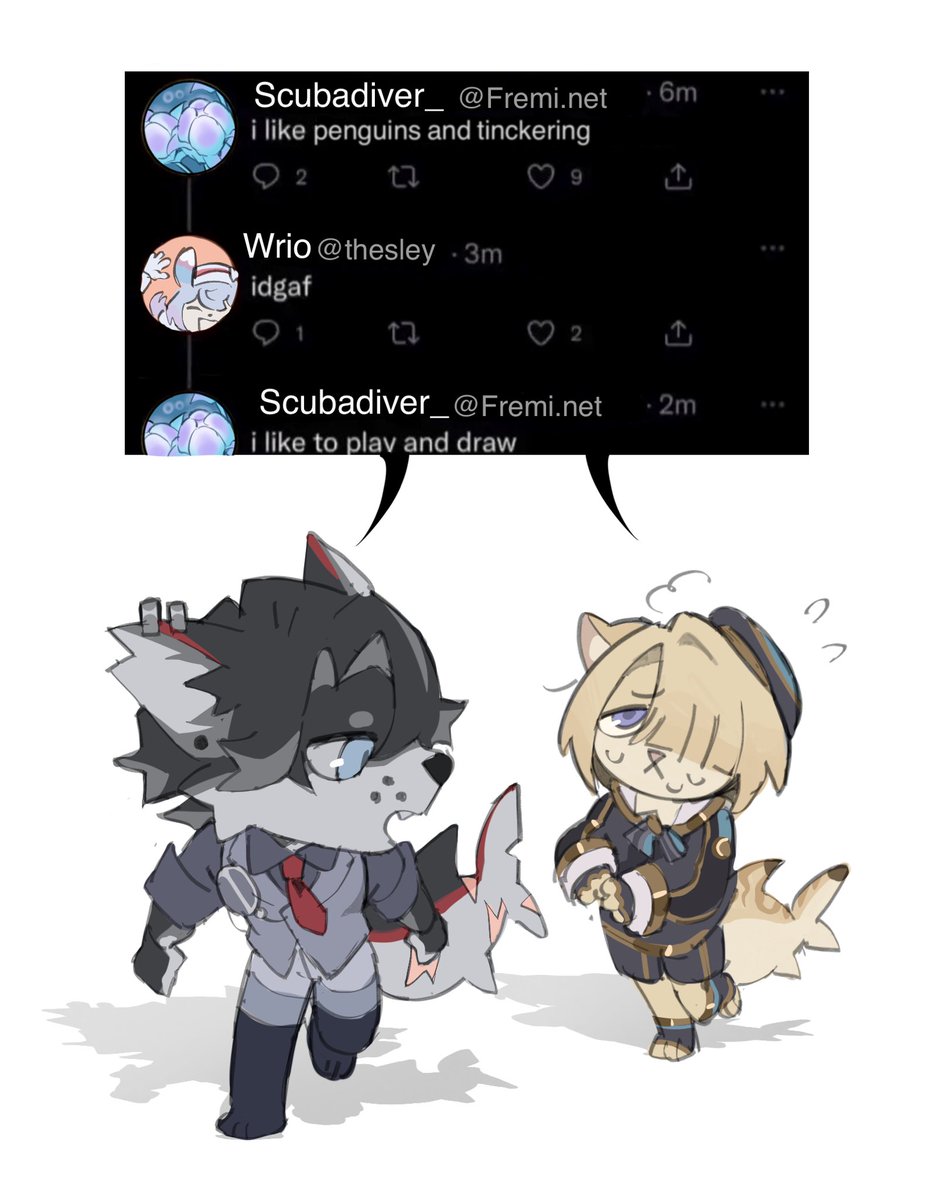 heyitspegkat's tweet photo. Shark Hybrid silly guys
#Genshin_Impact #Wriothesley #Freminet https://t.co/GppK6v94bv