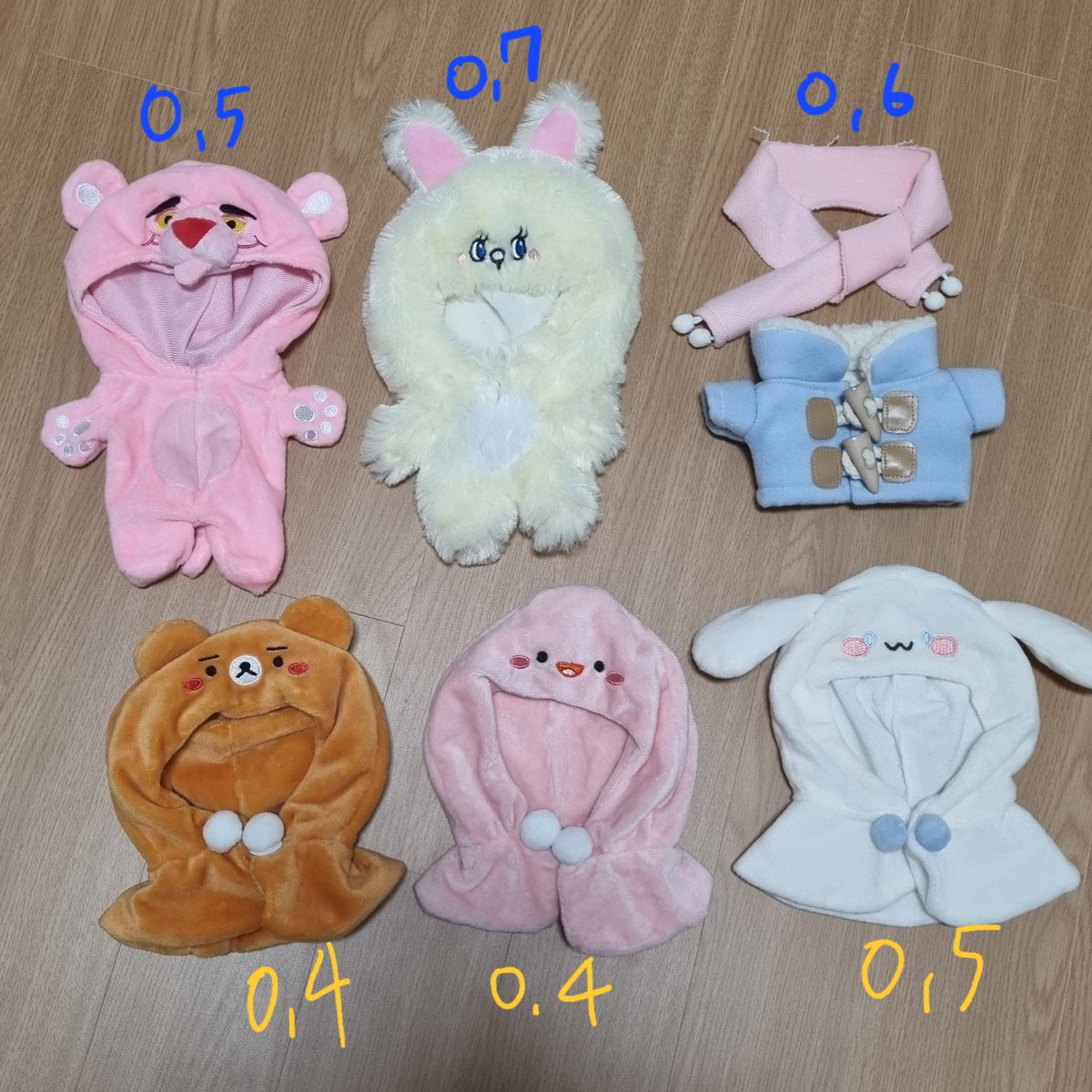 cherry_977's tweet photo. 20cm 인형옷 양도

가격은 사진 참고(미운포)
0.4 이상부터 거래

편의점 택배(반값 또는 일반 이용)

ㅅㅊㅇ 무속성 옷장 솜인형 우주복 망토 후드티 모자 가방 토끼장화 멜빵 안경 선글라스 운동화 신발 가방 인형 15cm doll https://t.co/0np8yqrbay